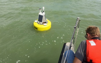 A buoy deployed by the Center for Fresh Waters and Human Health to track water quality in real-time.